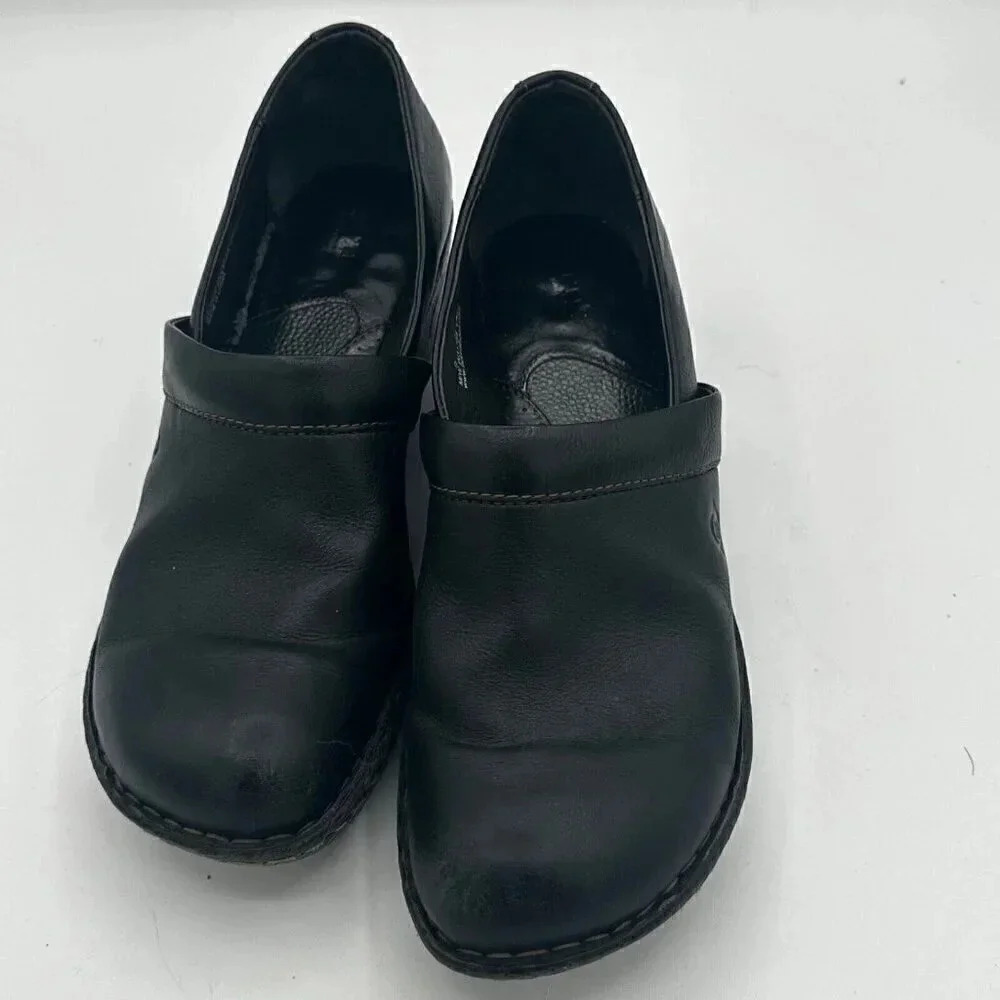 BORN B.O.C. BLACK LEATHER CLOGS, WOMEN'S SIZE 9 - Picture 9 of 13